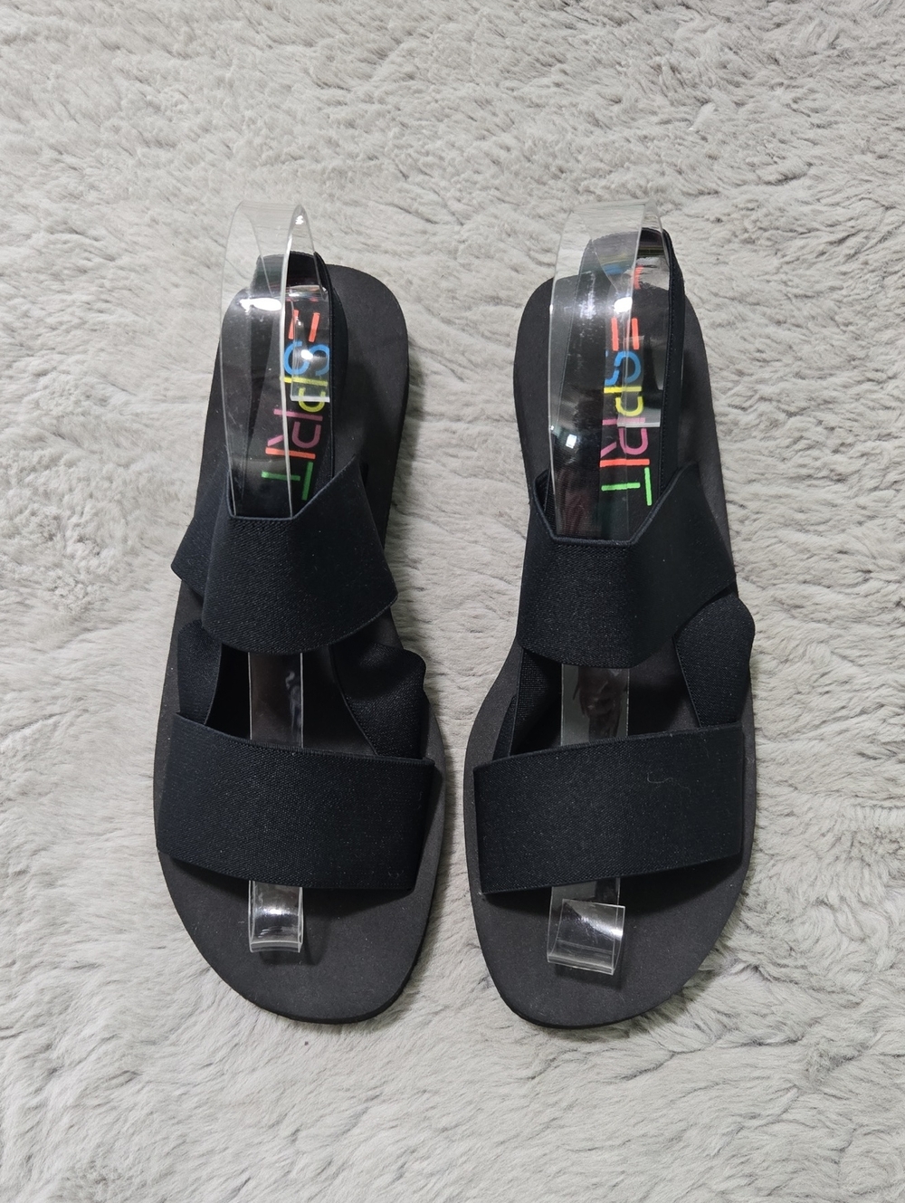 Vintage Esprit black elastic straps sandals size 8.5